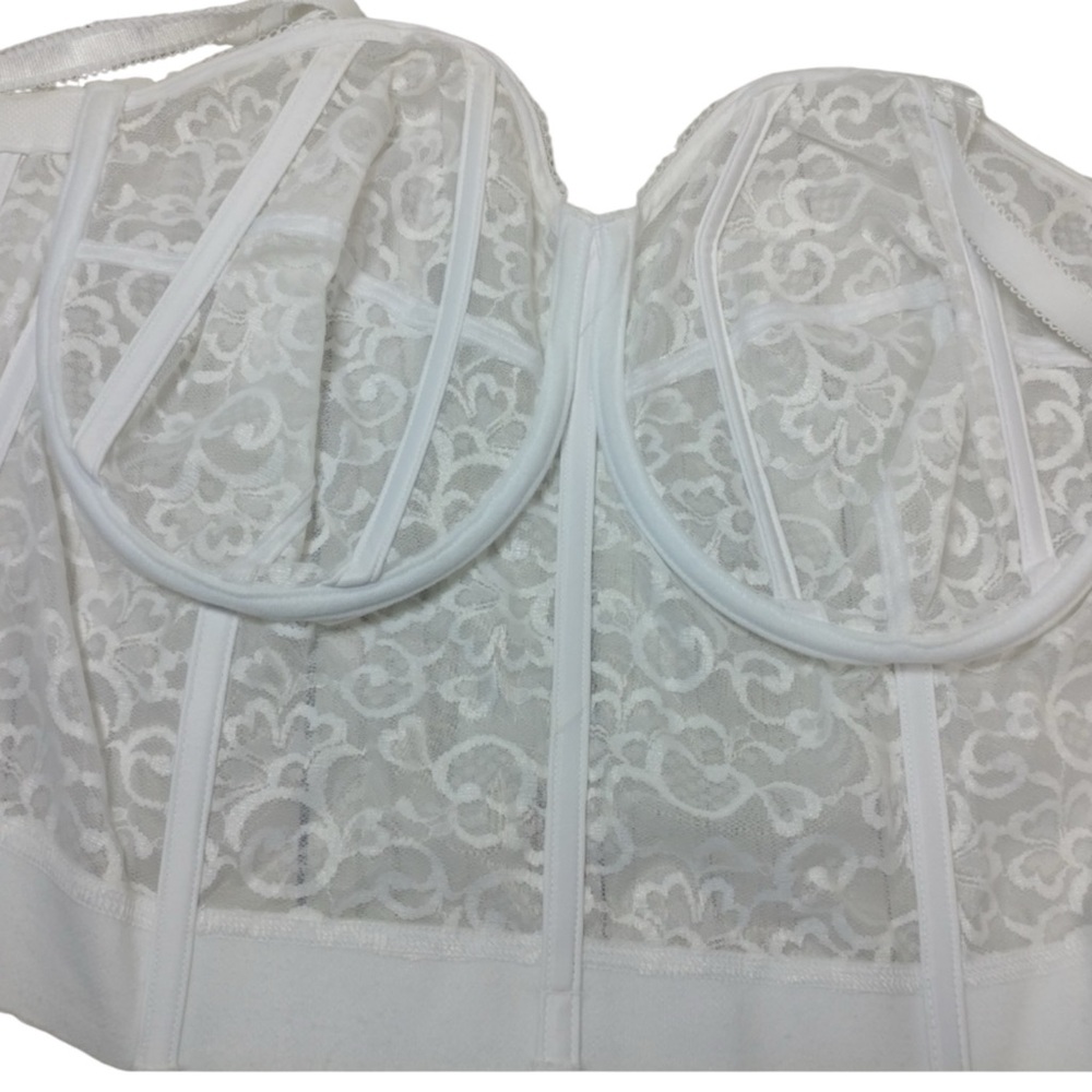 GODDESS Lace Longline Underwire Bustier in White Size 48D—Worn Once for Wedding - Picture 6 of 9